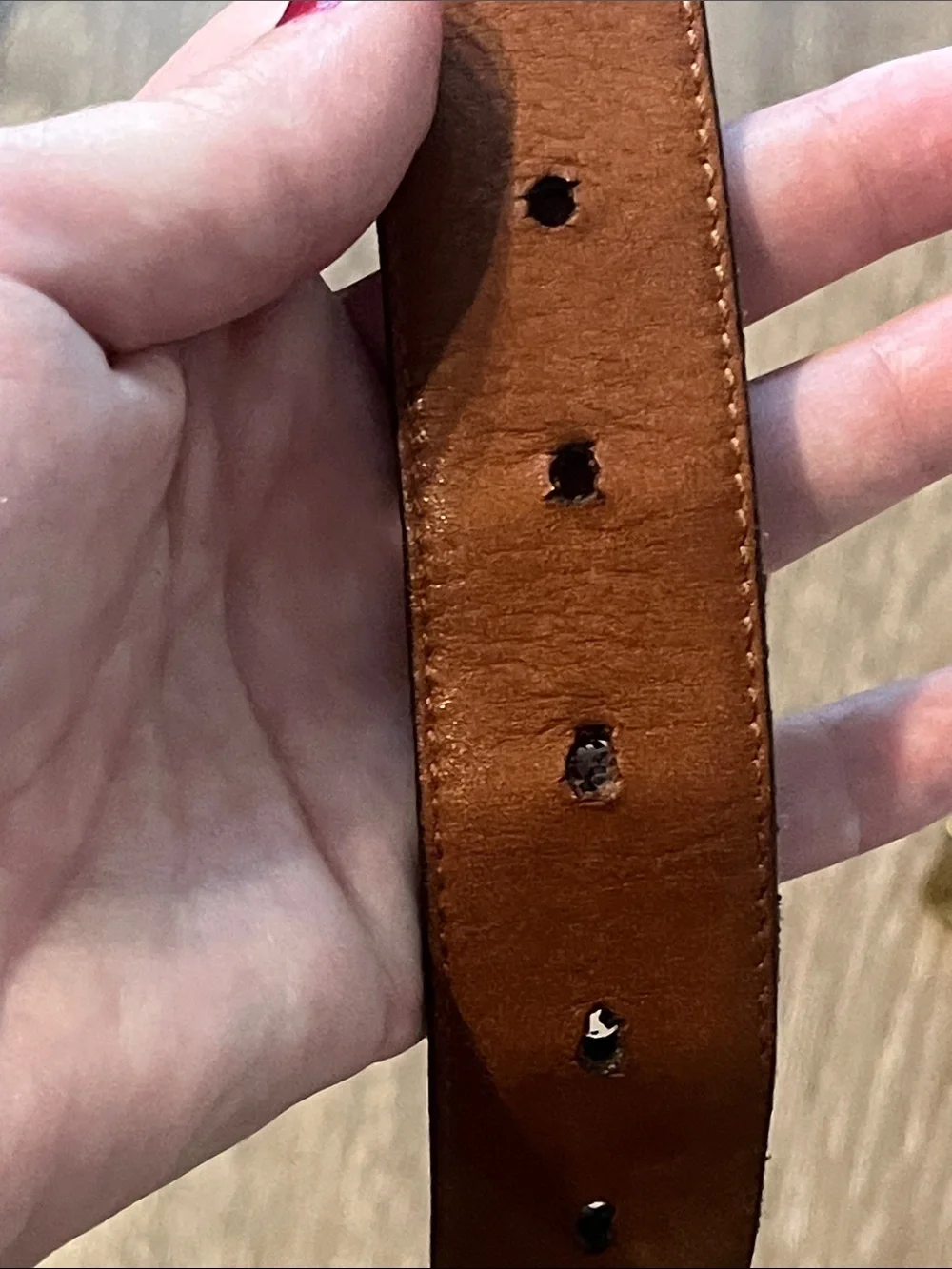 Cole Haan Dark Brown Leather Belt with Brass Buckle
